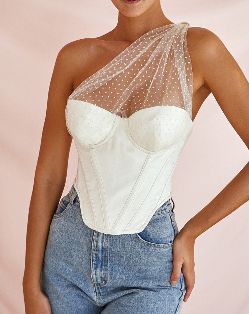 House of CB KIM Ivory Draped Tulle Corset